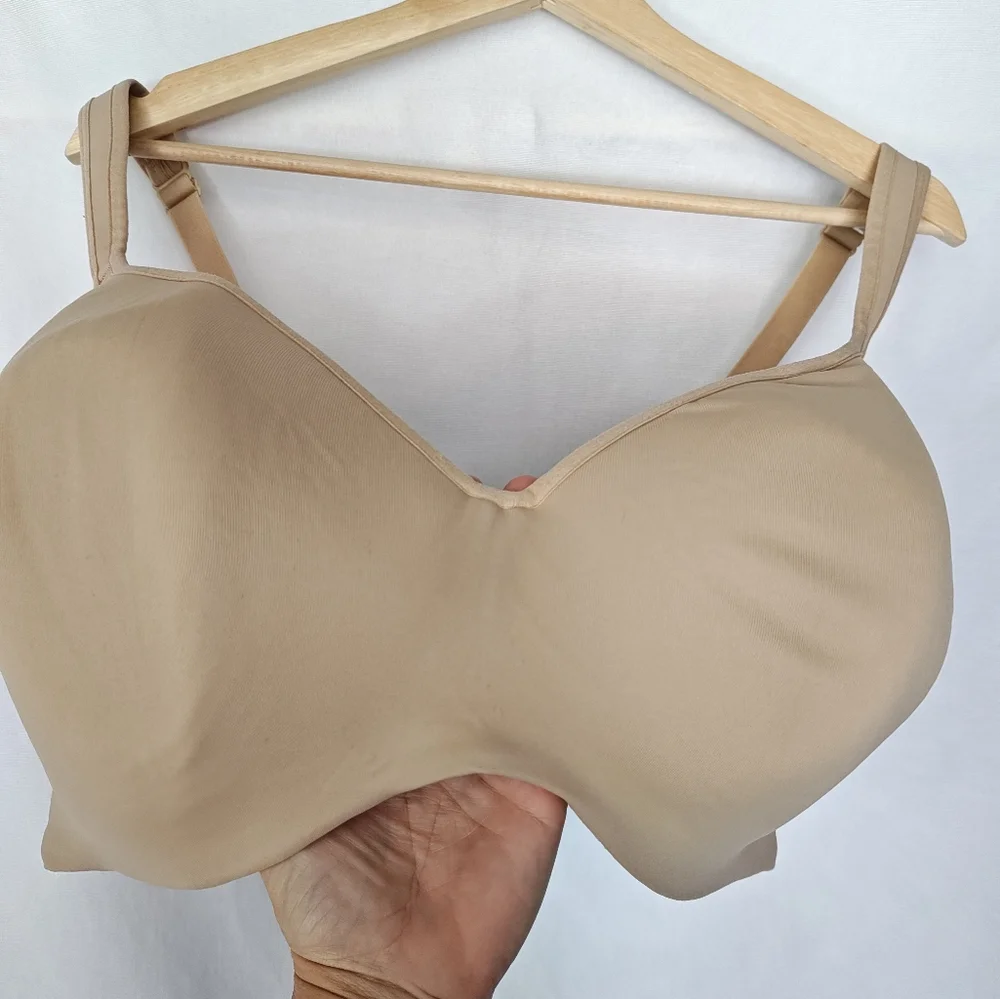 Cacique Bra Smooth Lightly Lined Balconette‎ Tan Beige 44DDD Molded Cups Cafe